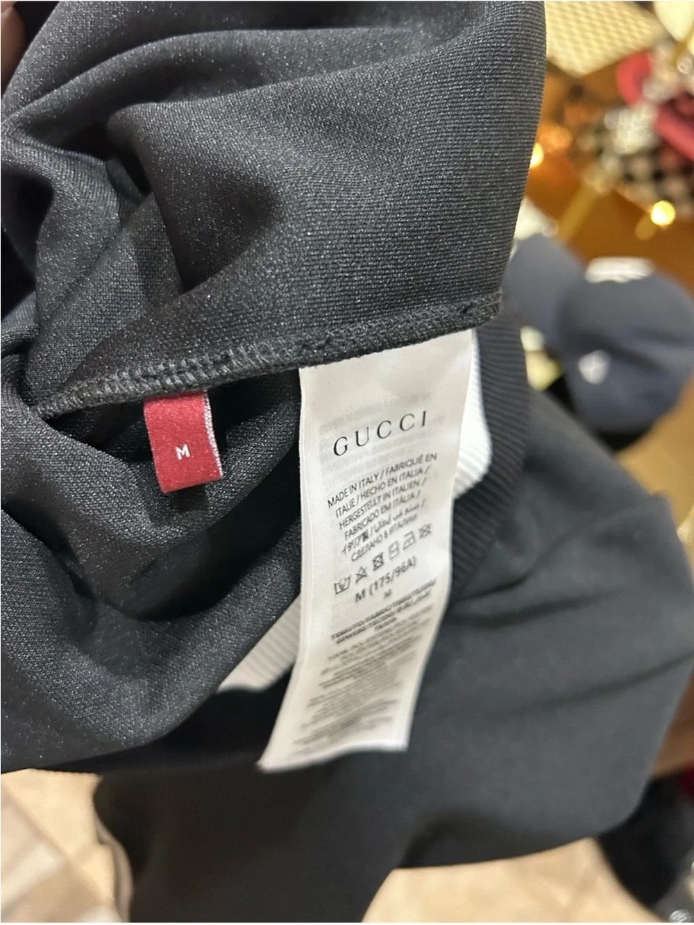 Men’s Gucci jersey technical, zip up jacket, web, trim, size medium, made Italy